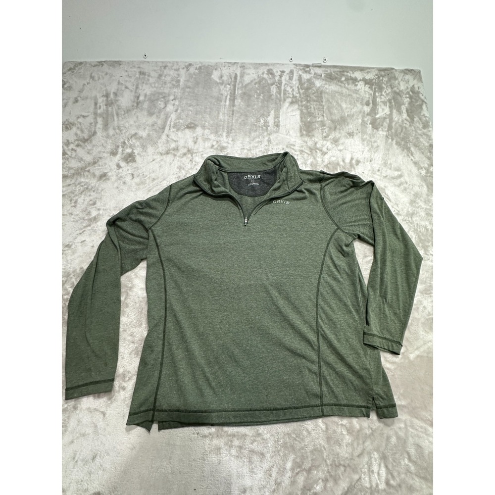 Orvis Pullover Shirt Mens Size Medium Sage Green Long Sleeve 1/4 Zip EUC